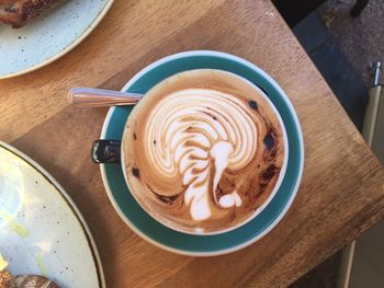 High angle view of coffee on table