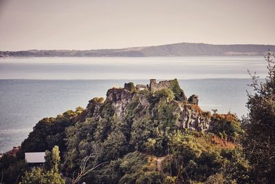 Scenic view of bracciano lake  against sky