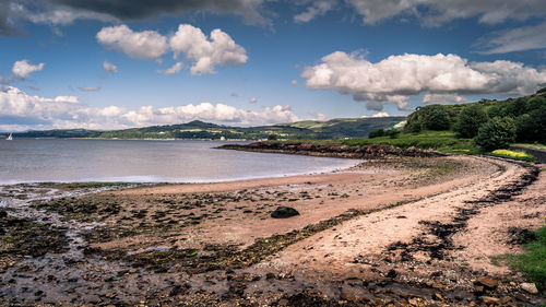 Scenic view of beach against sky