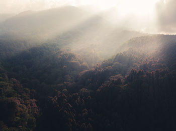 High angle view of mountains against sky