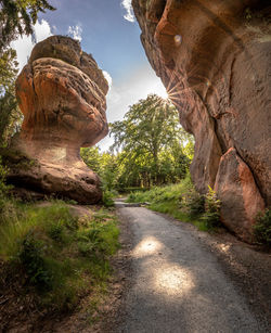 Rock formation on road