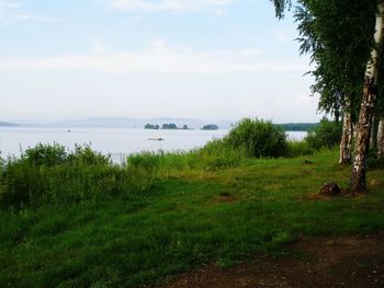 View of boats in river