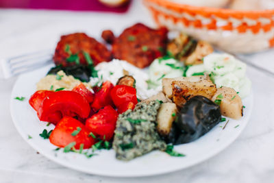 Close-up of salad served in plate