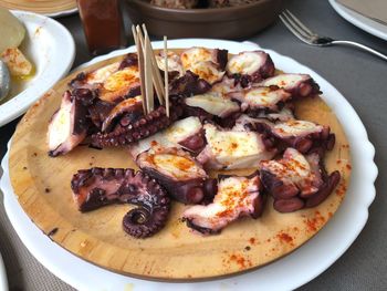 High angle view of meal served in plate