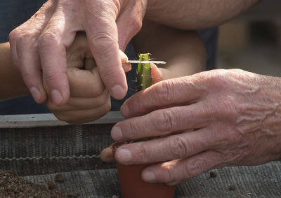 Close-up of people holding hands