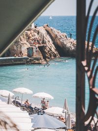 Panoramic view of people on beach