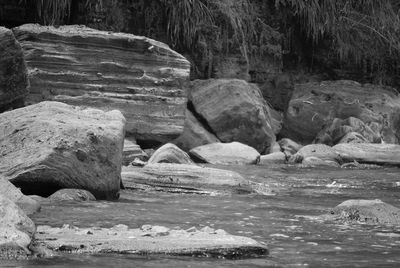 Rock formations in river