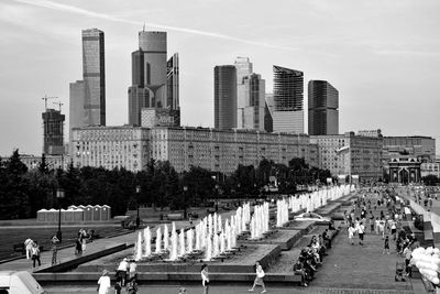 High angle view of buildings in city