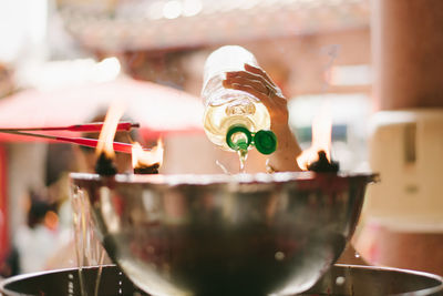 Close-up of drink in glass on table