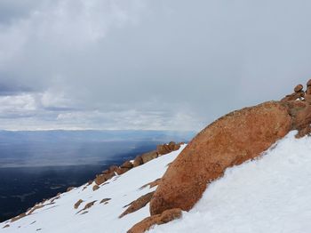 Snow covered landscape against the sky