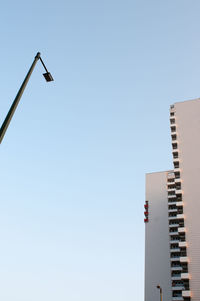 Low angle view of buildings against clear sky