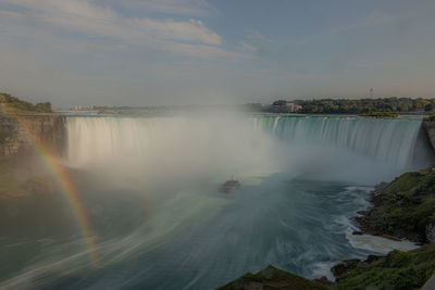 Scenic view of falls against sky in niaggra.
