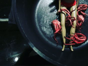 High angle view of vegetables in plate