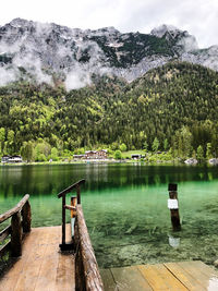 Scenic view of lake against mountains