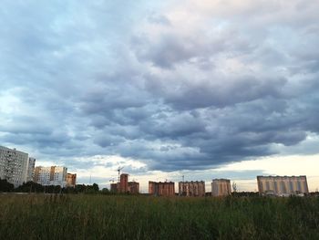 Buildings against sky in city