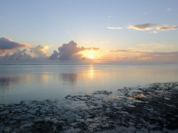 Scenic view of sea at sunset