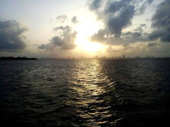 Scenic view of sea at sunset