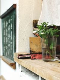 Close-up of pot on table