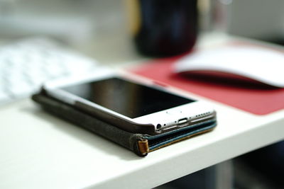 Close-up of laptop on table