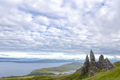 Panoramic view of temple against cloudy sky