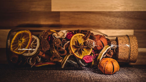 Close-up of food on table