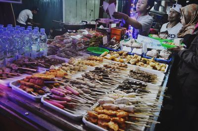 High angle view of food for sale in market