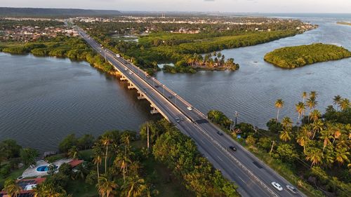 High angle view of bridge over river