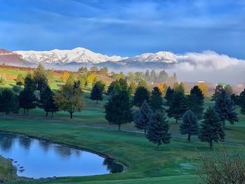 Scenic view of lake against sky