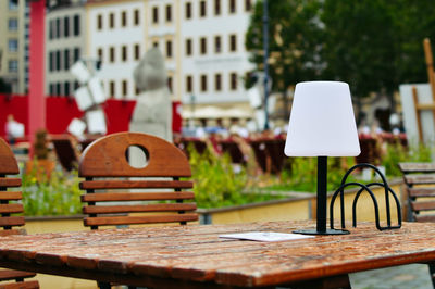 Close-up of chess pieces on table