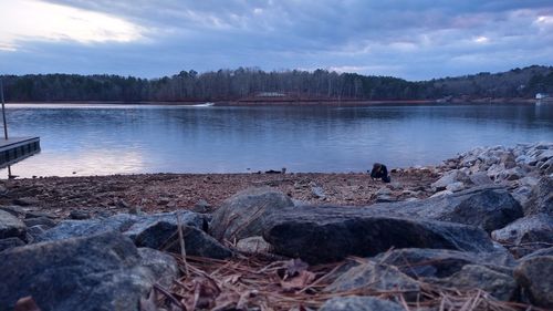 Scenic view of lake against sky