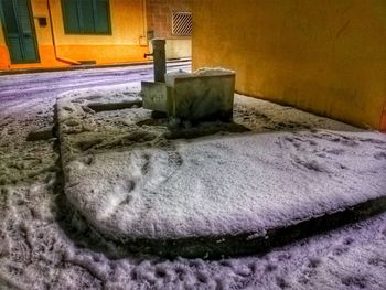 Close-up of snow in house