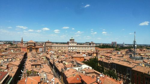 High angle view of townscape against sky