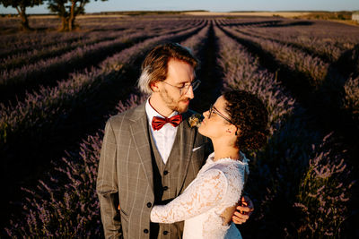 Young couple standing on land