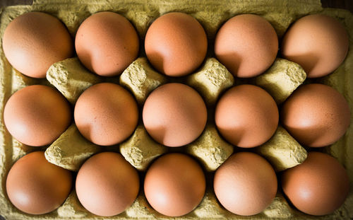 Directly above shot of eggs in carton