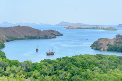 Scenic view of bay against sky