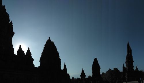 Silhouette of temple building against sky