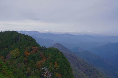 Scenic view of mountains against dramatic sky