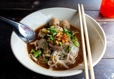 Close-up of food in bowl on table