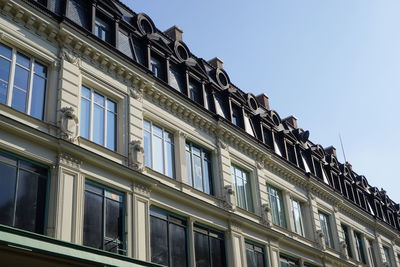 Low angle view of building against clear sky