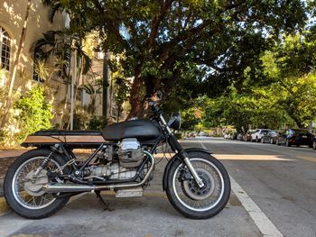 Motorcycle parked on road