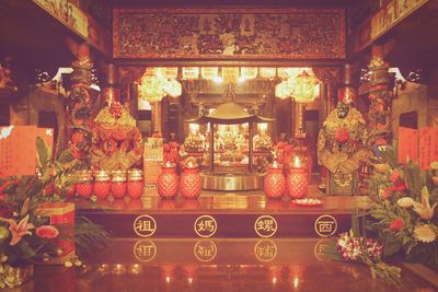 Illuminated temple at night