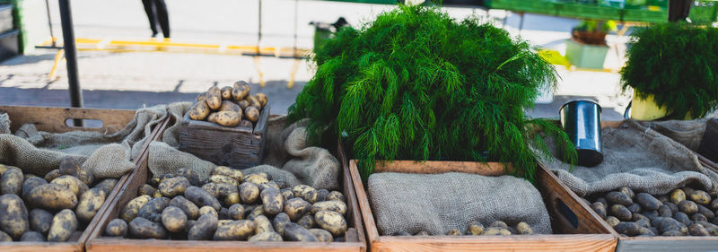 Potatoes for sale at market stall