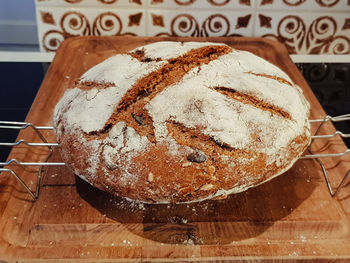 High angle view of cake on table