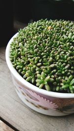 High angle view of vegetables in bowl on table