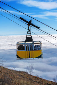 Overhead cable car against sky