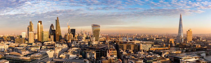 Panoramic view of cityscape against sky