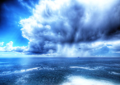 Scenic view of sea against cloudy sky