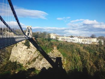 Panoramic view of bridge and buildings against sky