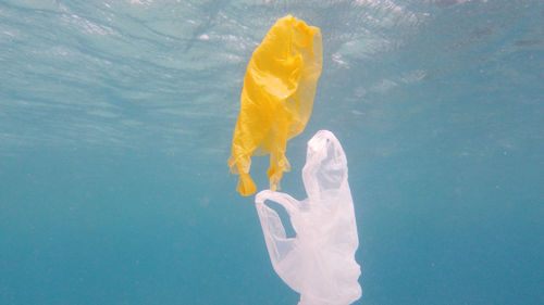 Plastic pollution in ocean. ecological problem, environmental pollution.