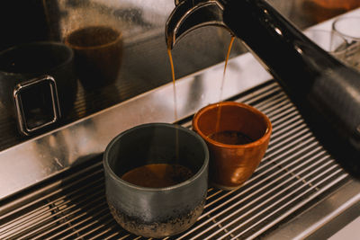 High angle view of coffee cup